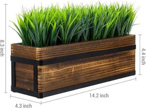 Plantas de césped verde artificial Macetas de flores para quemar leña <span class=keywords><strong>rural</strong></span>, cajas, decoración de metal negro industrial, simulado - Product Image 2