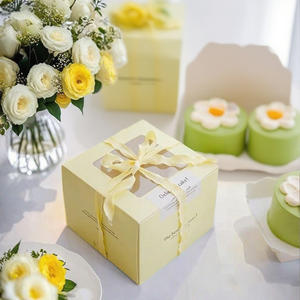 Emballage personnalisé boîte à gâteau portable design de 4 pouces emballage alimentaire boîte à gâteau d'anniversaire ruban de décoration <span class=keywords><strong>petite</strong></span> boîte à gâteau - Product Image 2