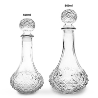 Carafe à whisky de luxe en verre gaufré motif diamant 500 ml 800 ml avec bouchon en verre pour vin rouge