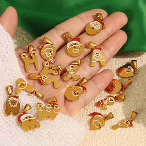Colgantes de Dibujos Animados Navideños, Chapados en Oro de 18k, de Acero de Titanio, Dijes Temáticos para Joyería DIY, Accesorio de Regalo Unisex - Product Image 1