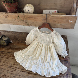 Abito Principessa in Cotone Floreale per Bambine, Nuova <span class=keywords><strong>Collezione</strong></span> Primavera 2026, ODM con Maniche a Lanterna Arricciate, Stile Coreano Lungo - Product Image 3