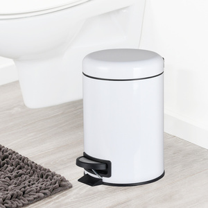 Poubelle ronde à pédale avec couvercle fermé en douceur Poubelle en acier inoxydable Poubelle pour la maison - Product Image 3