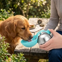 Bouteille d'eau pour chien en acier inoxydable de qualité alimentaire, 285 ml, anti-fuite, portable, écologique, pour le camping, sans danger pour l'eau bouillante, fabriquée à la main