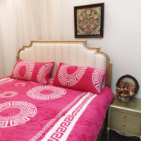 Ensemble de literie 4 pièces en polaire Borrego Sherpa, imprimé, chaud, avec drap-housse et couette, vente en gros