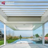 Pergola moderne de luxe à toit ouvrant, pergola électrique à toit rétractable avec auvent de pluie pour piscine et balcon