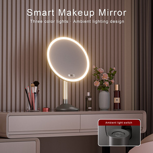 Espejo de Maquillaje Redondo con Iluminación Ambiental, Pantalla LCD Táctil, Tres Colores de Luz, Recargable - Product Image 2