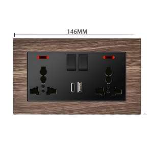 Wood Grain Panel British Standard 1 Gang Switch and Sockets with <b>Usb</b> and Type Fast Charging Wall Light Sockets - Product Image 1
