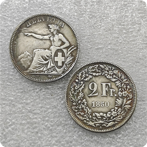 1850A,1857B,1863B,1896B Zwitserland 2 Franken Antieke Stijl Herdenkingsmunten, Geschenken, Woondecoratie - Product Image 1