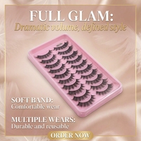 Ensemble de faux cils demi-bande, cils d'accentuation d'angle, en fibres synthétiques douces, réutilisables, effet 3D