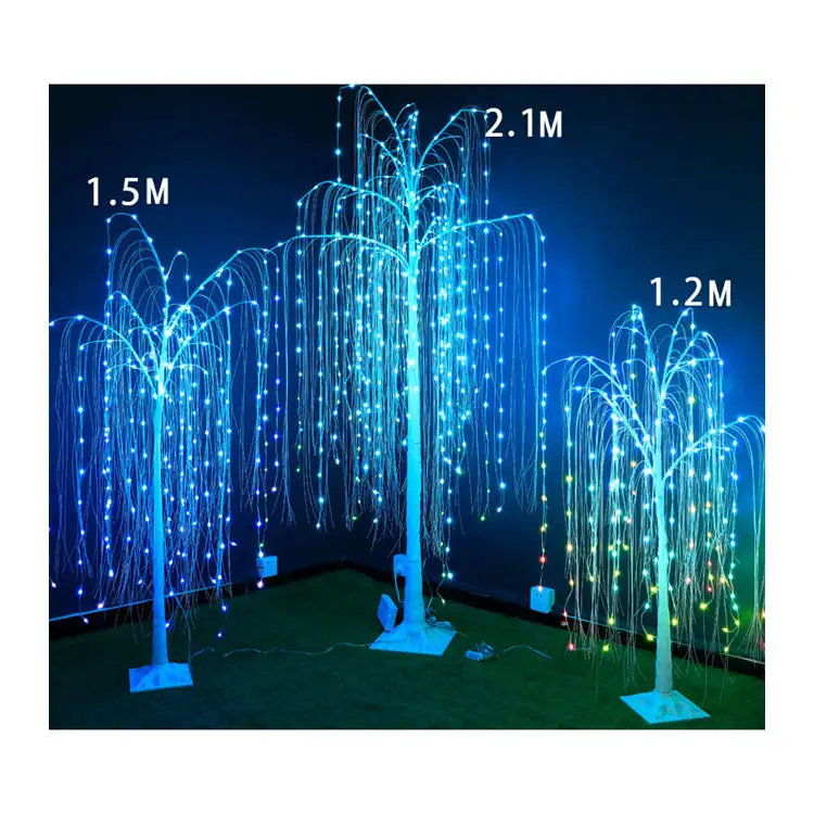 Hoge Kwaliteit Smart Rgb Kerstboom Verlichting Mobiele App Controle Kunstmatige Led Treurwilg Verlichting