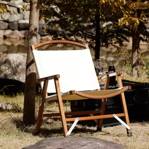 เก้าอี้พับไม้บีชแบบพกพาสำหรับใช้งานกลางแจ้ง ตกปลา และนั่งพักผ่อน - Product Image 1