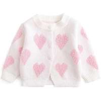 Cardigan automne-hiver pour filles, pull à manches longues, manteau rouge avec cœur, vêtements pour tout-petits, nouvelle collection