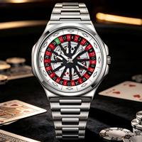 Montre à quartz NS Never Stop N948 avec éléments de jeu, cadran à motif de jeu de cartes, design créatif de jetons de poker, montres lumineuses étanches