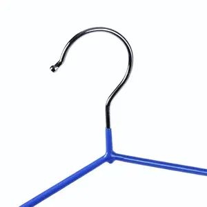 Wire Coat Hanger Wholesale Bulk Heavy Duty Metal Wire Clothing Hanger With Blue PVC Plastic Coated