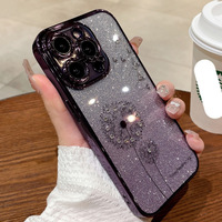 Pissenlit Strass Bijoux Couverture Souple Femme Fille Paillettes Téléphone étui pour iphone 15 14 Pro Max Plus 11 13 12 Cas X XS Max Xr