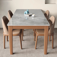 Table à manger en ardoise, style nordique minimaliste, pour petits appartements, rectangulaire, usage domestique, 4 places, chaises de salle à manger démontables