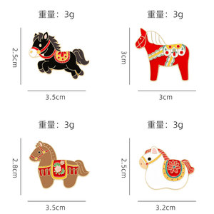 En gros, Pin's en émail et métal personnalisé, motif Cheval de dessin animé, <span class=keywords><strong>Zodiaque</strong></span> <span class=keywords><strong>Chevalier</strong></span>, Année <span class=keywords><strong>du</strong></span> Cheval 2026, pour sacs à dos - Product Image 6