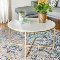Table basse ronde en verre avec cadre doré, design populaire, prix bas, meubles de salon