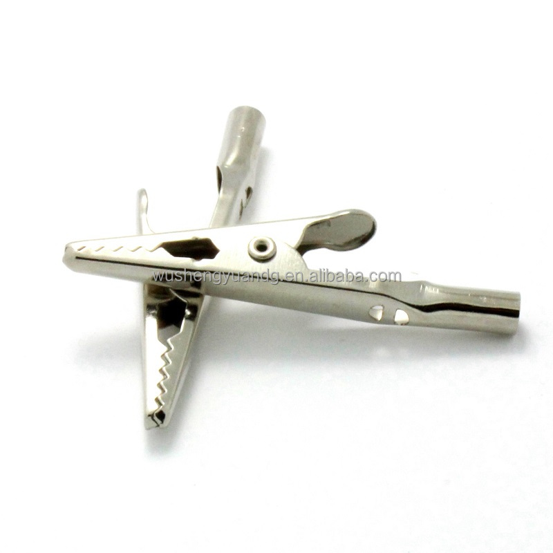 Оптовая продажа, низкая цена, экологически чистый зажим типа крокодил, Электрический металлический зажим типа крокодил с одним отверстием и металлическим проводом, зажим для батареи