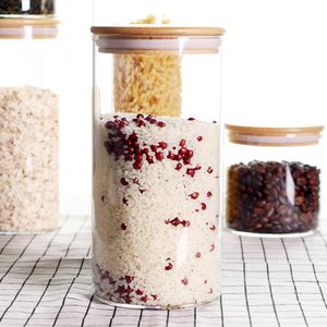 Stackable Kitchen <b>Canisters</b> <b>Set</b> Clear Glass Food Storage Jars Containers with Airtight Bamboo Lid - Product Image 3