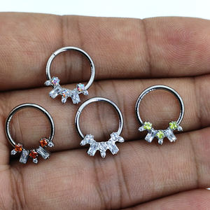 Mode Sieraden Astm F136 Titanium Zirkoon Scharnierende Segment Piercing Oorbellen <span class=keywords><strong>Helix</strong></span> Schelp Tragus Clicker Body Piercing - Product Image 5