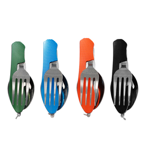 3 In 1 Picknick Backpacking Stalen Opvouwbare <span class=keywords><strong>Camping</strong></span> Kookgerei Kit Outdoor Draagbare Kampvuur Vork Lepel Messenset - Product Image 3