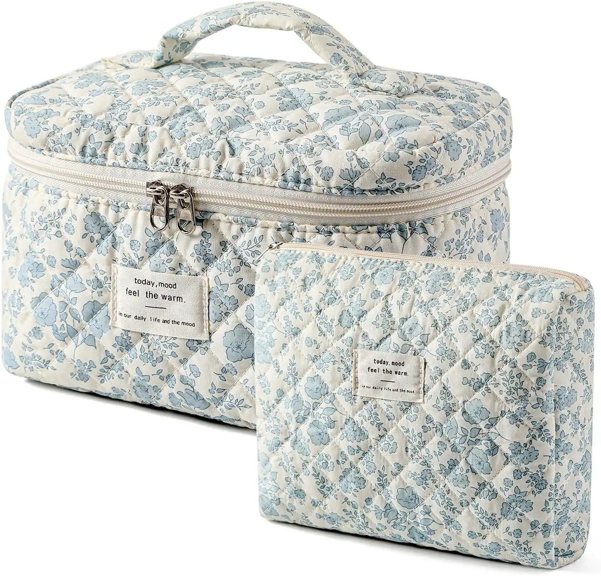 Elegant Flower Pattern Makeup Bags Portable Large Capacity Cosmetic Storage Bags Zipper Makeup Organizer for Travel Use