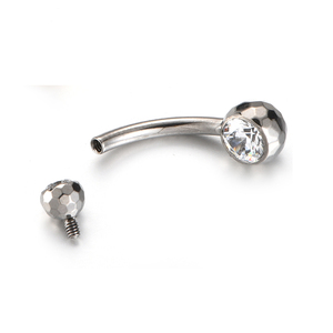 <span class=keywords><strong>Piercing</strong></span> <span class=keywords><strong>all</strong></span>'<span class=keywords><strong>Ombelico</strong></span> Fuxuan in Titanio ASTM F136 con Filettatura Interna e Due Pietre di Zirconio - Product Image 6
