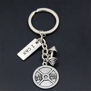 1 pièce Porte-clés de sport tendance en alliage de zinc, avec breloque haltère et haltère lestée, thème fitness, gym, <span class=keywords><strong>Crossfit</strong></span>, force, avec inscription, <span class=keywords><strong>cadeau</strong></span> pour hommes - Product Image 4