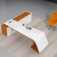 Bureau de direction de luxe en forme de L, mobilier de bureau moderne de haute technologie pour PDG