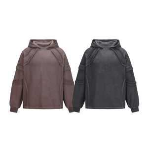 เสื้อฮู้ดดี้ทรงหลวม แบรนด์ KingSen รุ่น Heavyweight ผ้าฝ้ายฟอกแบบเฟรนช์เทอร์รี่ แต่งผ้าแบบ Paneled ทรงหลวม ไหล่ตก สไตล์สตรีทแวร์ - Product Image 1