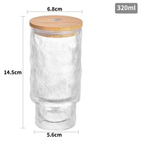 Juego de Vasos Contemporáneos JNSM con Patrón Vertical en Forma de Maceta, 350ml/450ml/750ml, para Jugo, Whisky, Cerveza, Café, con Tapa de Madera