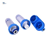 Système de filtre à eau italien transparent Duplex Big/Jumbo de 10 pouces avec ports d'entrée/sortie 1/2 "3/4" 1"