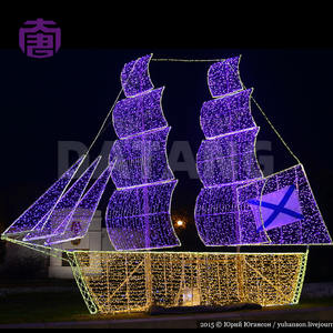 Escultura de Barco con Motivo de Buque LED 3D, Decoración para Eventos al Aire Libre, IP65, Acción de Gracias, Navidad, Halloween, Color y Tamaño Personalizables - Product Image 3