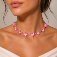 Grand collier cœur en cristal rose AB 27 mm, élégant et simple, avec cristaux multicolores, pour défilé de mode, pour femme
