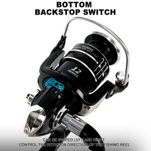 Carrete giratorio de alta velocidad, sistema de engranaje de latón 1BB, mango plegable, acabado negro brillante, fundición gruesa, 5,2: 1,: 1 - Product Image 6