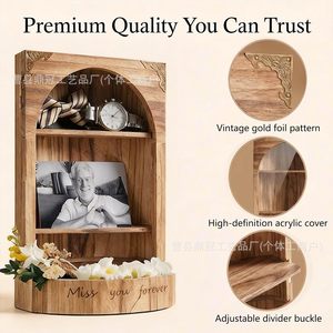 Wooden Pet Urn With Photo Frame Rectangle Solid Wood Dog Cat <b>Memorial</b> <b>Box</b> Home Use Durable - Product Image 4