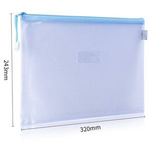 Bolsa de malla con cremallera Deli A4, bolsa azul portátil para almacenamiento de archivos, para uso escolar y de oficina - Product Image 5