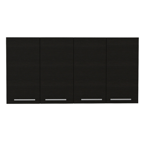 Armario de Pared Rectangular con Cuatro Puertas Batientes para Cocina, <span class=keywords><strong>Color</strong></span> <span class=keywords><strong>Wenge</strong></span>, Almacenamiento Superior con Estantes Ajustables - Product Image 4