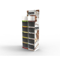 FUSSEN Présentoir en carton pliable personnalisable pour snacks et noix - Étagère de vente au détail autoportante à 4 niveaux pour un design réutilisable