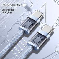 Câble USB-C vers USB-C tressé en nylon/TPE avec conducteur en cuivre pur 60W, 1m, charge rapide 3A/5A pour iOS iPhone 15/16/17/18 et ordinateur