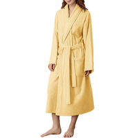 Peignoir en tissu éponge de bambou personnalisé pour femme, à manches longues, uni, respirant, robe de nuit, peignoir de bain, robe de chambre pour femme, style kimono