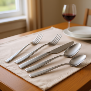 Juego de Cubiertos de Acero Inoxidable de 40 Piezas con Acabado Espejo, Apto para Lavavajillas, Diseño Minimalista, Vajilla para Fiestas - Product Image 2