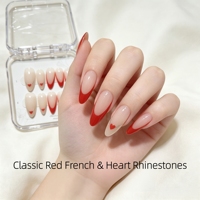 Vente en gros de faux ongles en ABS de haute qualité, style français, avec colle, motif cœur rose, pour les ongles et toutes les occasions