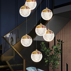 Lámpara colgante moderna de cristal dorado, redonda, con luz LED E27 para sala de estar, lámpara de techo, 2700K, blanco cálido - Product Image 5