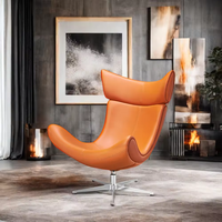 Fauteuil extensible en fibre de verre et cuir, luxe, style danois, pivotante, pour salon, loisirs