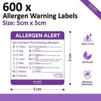 Costom imprimir papel restaurantes Cocina Comida rotación alérgeno alergia advertencia pegatinas etiquetas adhesivas para restaurantes