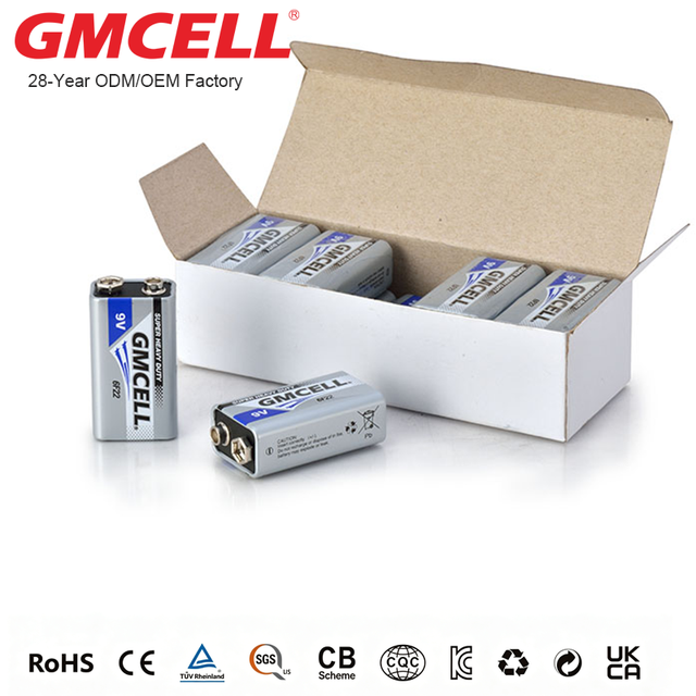 GMCELL Super Heavy Duty 6F22 240mins Rectangular 9V Zinc Carbon Battery for Power Tools CE Certified 2 Year Shelf