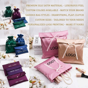 Sacchetto in Raso Rosa Personalizzato con Logo per Conservazione di Extension per Capelli <span class=keywords><strong>e</strong></span> Cosmetici, Confezione Regalo - Product Image 3