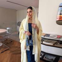 Abaya ouverte en dentelle brodée florale de luxe pour femmes musulmanes - Cardigan décontracté respirant pour Ramadan et l'Aïd, longue robe Abaya, ensemble hijab